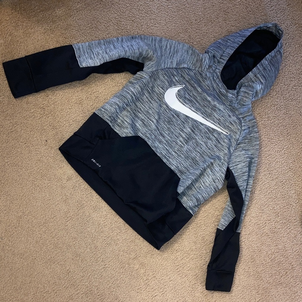 Nike Kids Gray and Black Pullover Hoodie